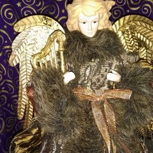 Autumn or Christmas Tree Top Brocade Angel